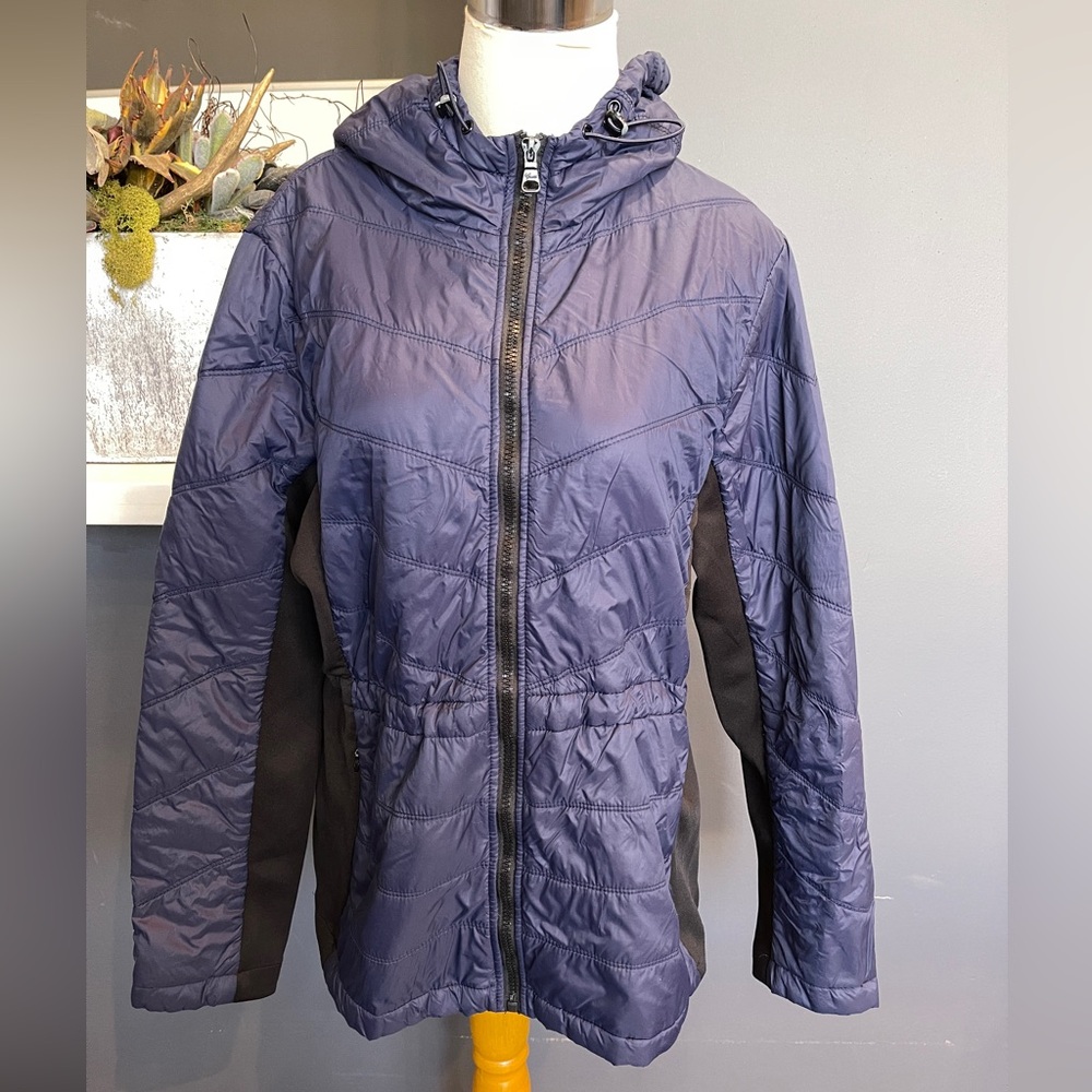 Guess Navy & Black Nylon and Spandex on the side Hooded Jacket XL Women’s